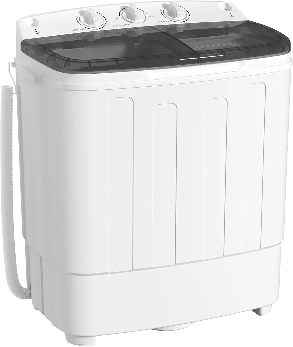 INTERGREAT Portable Washing Machine, 25lbs Compact Portable Washer and Dryer Combo with Timer Knobs, Twin Tub Mini Laundry Washer for Apartments, Gray