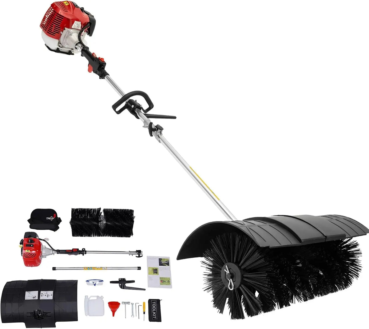 52CC 2 Stroke Gas Handheld Sweeper Broom, 1700W 2.3HP Gas Powered Artificial Lawn Sweeper