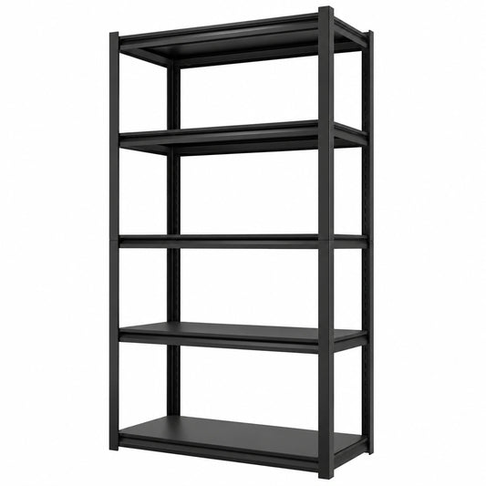 Étagère, réglable, avec rangement, en métal, 90 x 40 x 182 cm, coloris noir, pour les espaces de vie