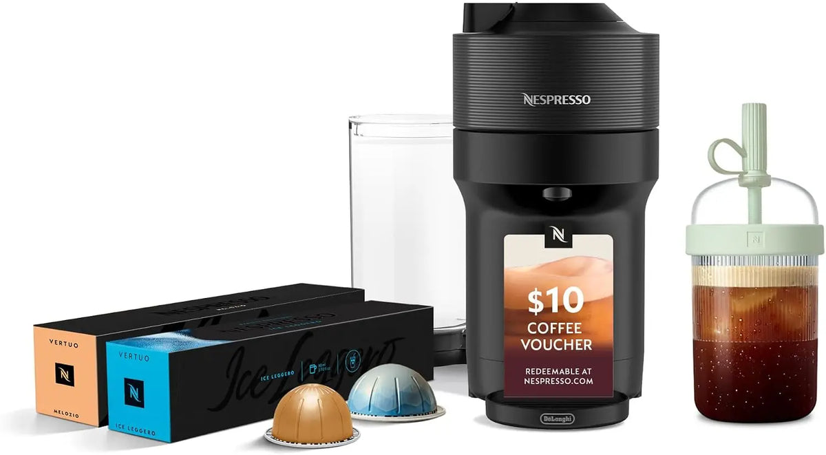 Nespresso - Vertuo Pop+ Iced Coffee & Espresso Maker Bundle by De'Longhi