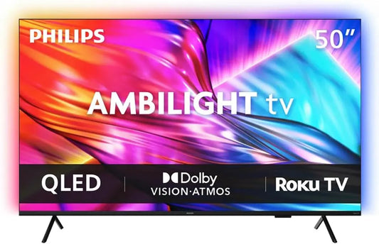 PHILIPS 50 Inch 4K QLED Roku TV, 7985 Series with Ambilight, UHD 2160p, HDR, LED Lighting