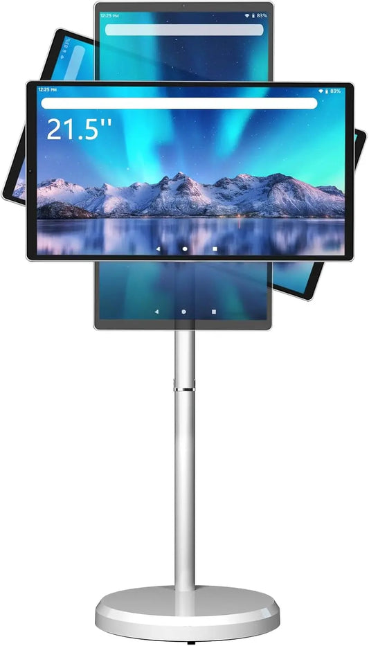 21.5 Inch FHD Portable Smart TV on Wheels, Android 13 OS, 6GB+128GB Storage, LCD Display, Touch Controls