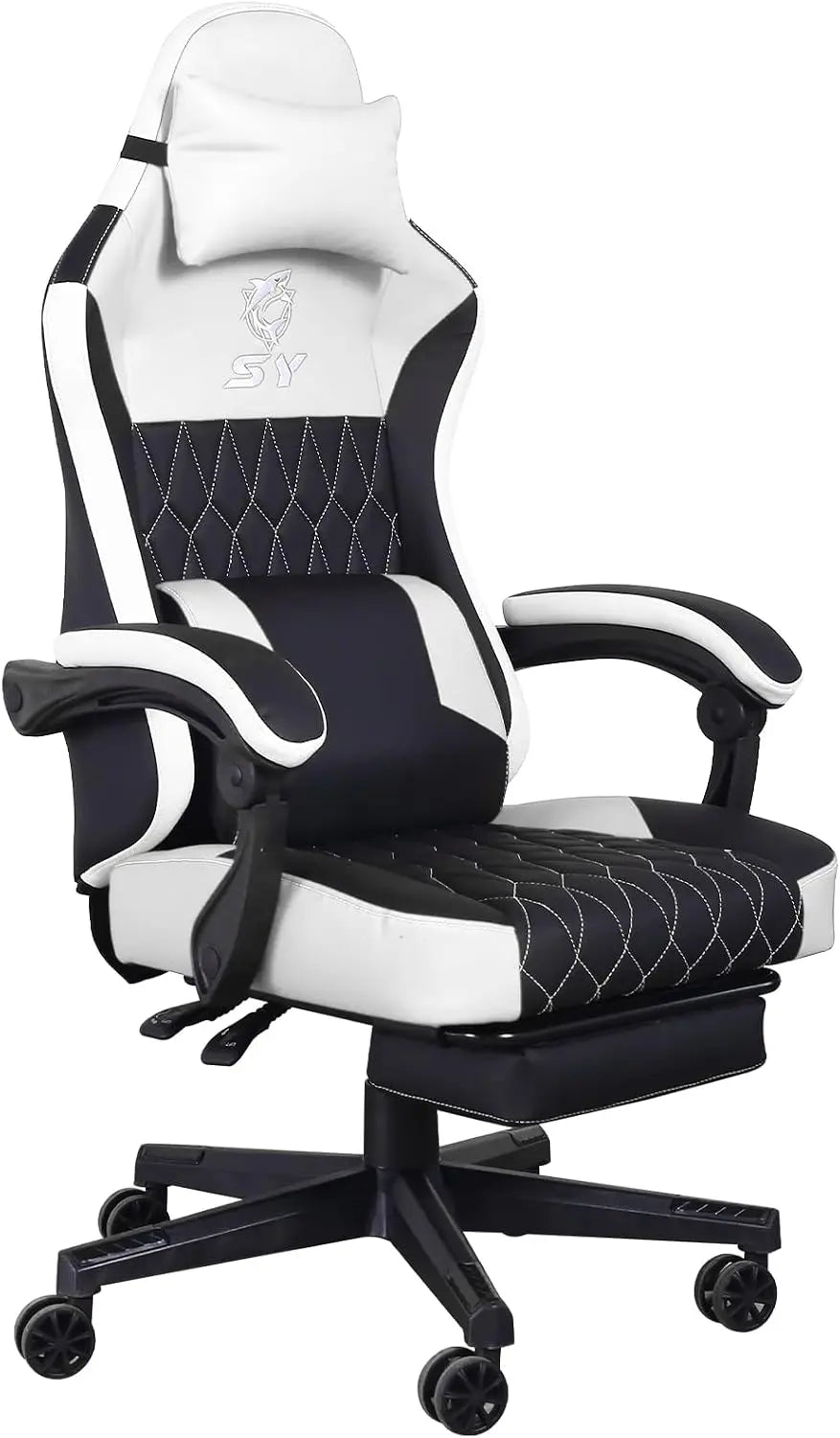 Gaming Chair, Video Game Chair with Footrest and Massage Lumbar Support