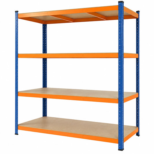Étagère, avec rangement, 200 x 180 x 60 cm, coloris bleu et orange, pour les espaces de vie