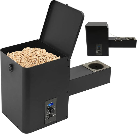 Pellet Smoker Pellet Hopper Assembly Kit, Electric Wood Pellet Smoker Grill Part with Digital Temperature Controller, 180℉- 500℉ Adjustment