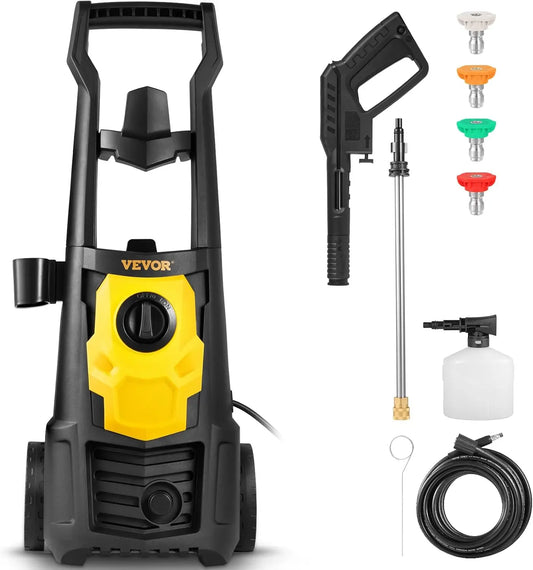 VEVOR Electric Pressure Washer, 2000 PSI 1.76 GPM, Portable Cleaner with 20ft Hose, Foam Cannon & 4 Nozzles for Cars, Patios, Fences, ETL Listed