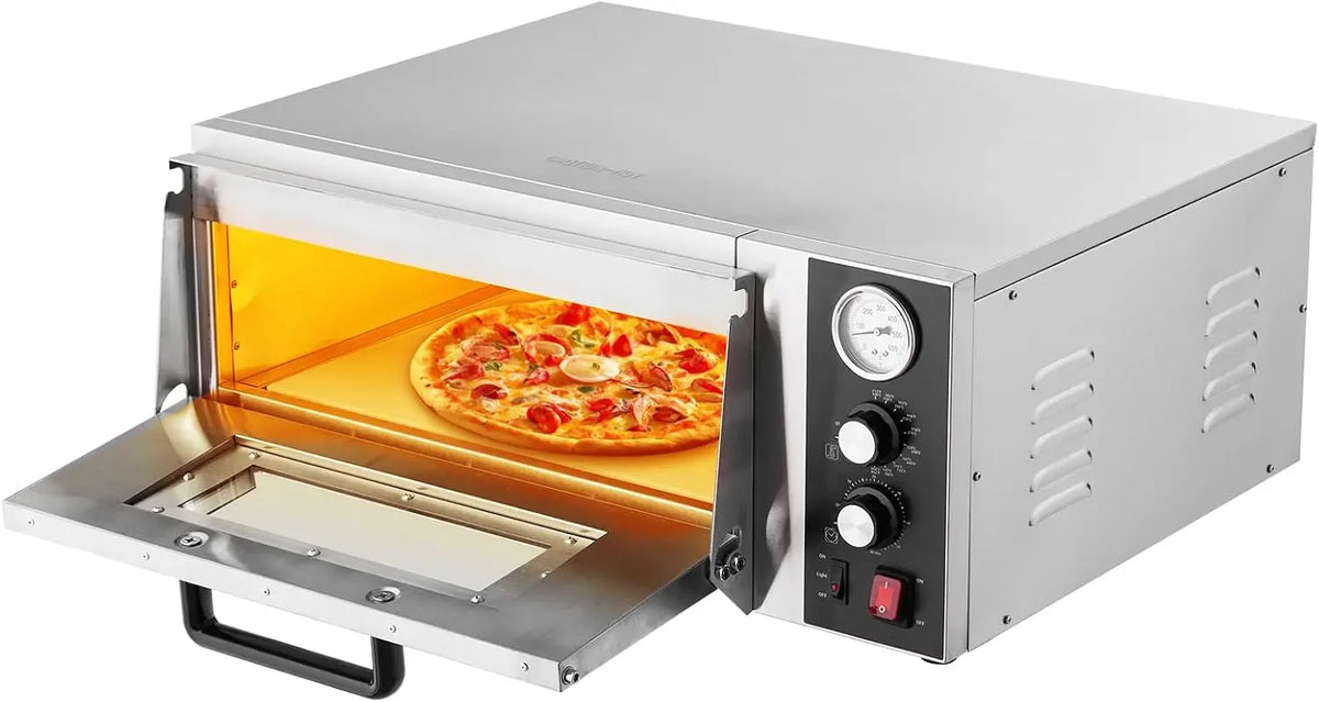 VEVOR Electric Pizza Oven, 18-Inch Commercial Pizza Ovens, 752°F Max Temp, 1740W Large Pizza Oven Countertop with Temp & Time Control, Timer