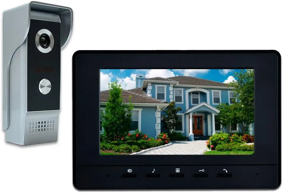 Wired Video Intercom System, 7 Inch Video Doorbell Door Camera Kit, LCD Display