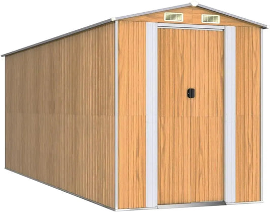 Garden Shed Light Brown 75.6  x205.9  x87.8 Inch Galvanized Steel