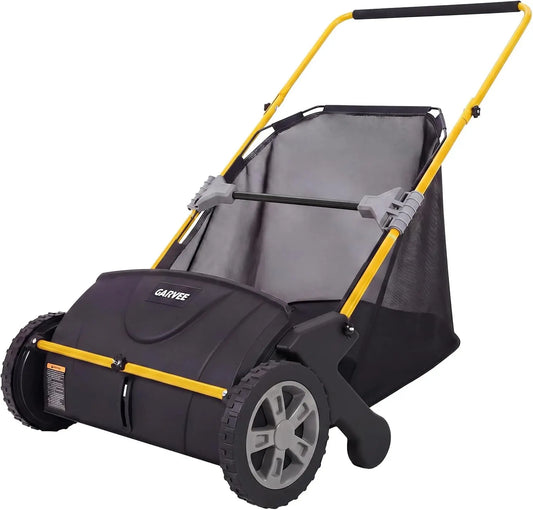 21-Inch Push Lawn Sweeper, Heavy Duty Manual Leaf & Grass Collector with 3.5 Cu. Ft. Large Hopper Bag, Adjustable Height Spinning Brushes for Yard