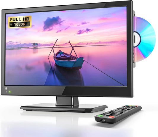 Desobry 16 Inch TV with DVD Player Built in 1080P LCD TV DVD Player Combo with HDMI USB Monitor for Home, Kitchen, RV Camper, or Office, RV TV