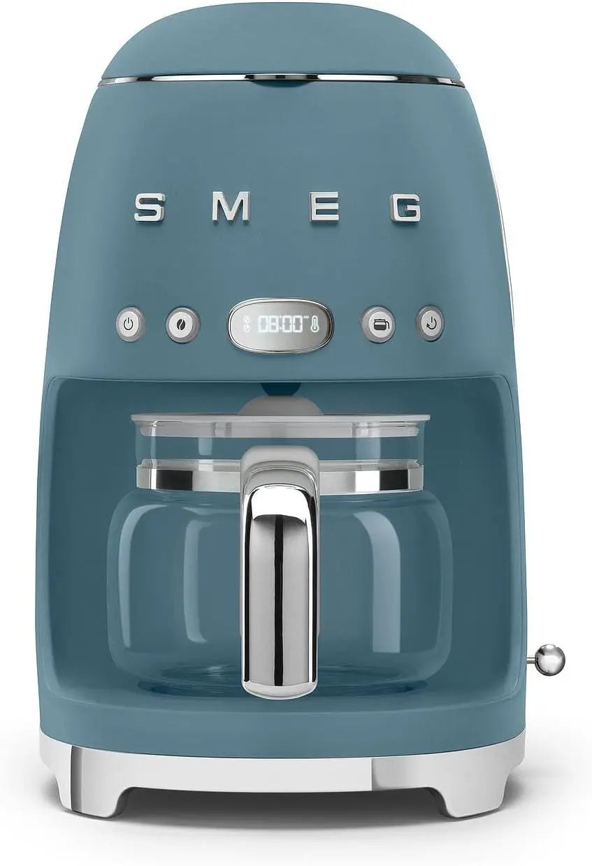 Smeg, DCF02SBMEU 1050 W Filter Coffee Maker, Aroma and Autostart Function, Glass Jug Up to 12 Cups, 2 Levels of Intensity, Keep Warm Mode, Storm Blue