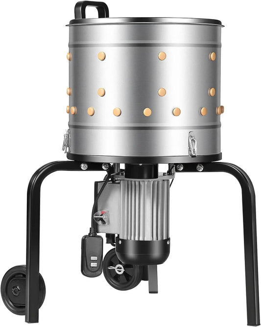 VEVOR Chicken Plucker Machine, 15.7 in Drum, 550W & 275RPM Electric Chicken Plucking Machine with 114 Soft Fingers & Transport Wheels