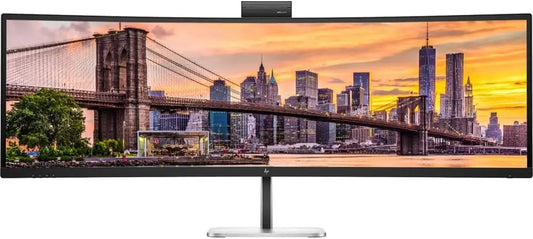 HP Series 5 Pro 549pm 49 Inch DQHD 5120 x 1440 165Hz Curved Ultrawide Video Conferencing LED Backlight Monitor, Mount Compatible, Webcam, Speakers