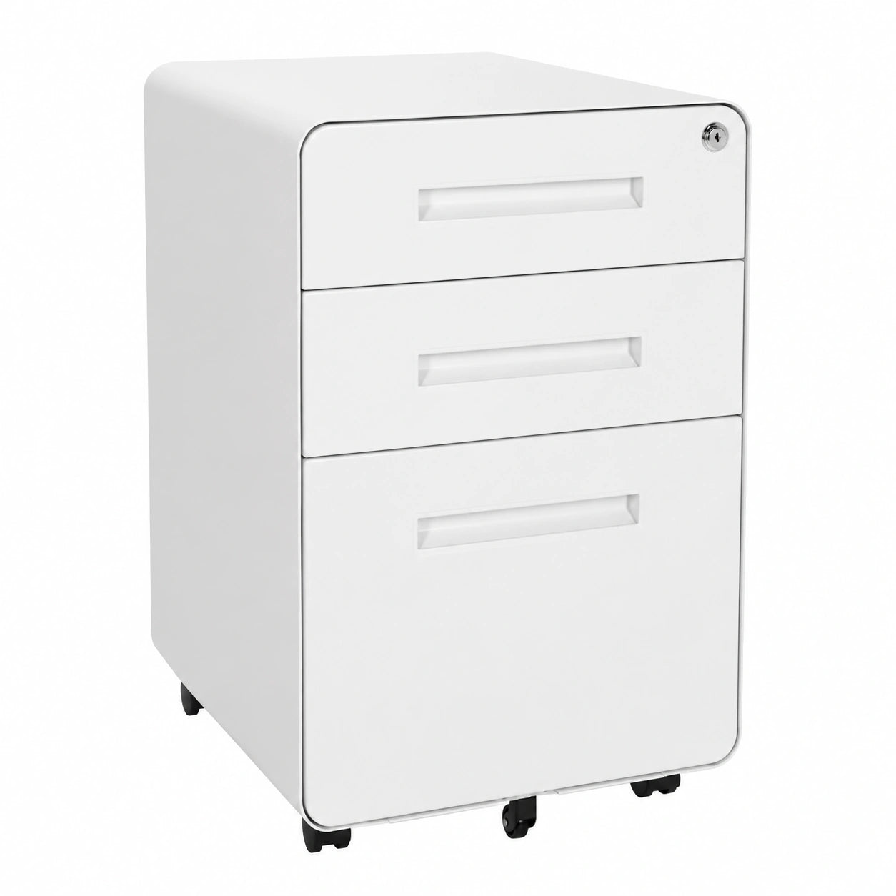 Armoire, avec tiroirs, sur roulettes, en acier, coloris blanc, pour la chambre