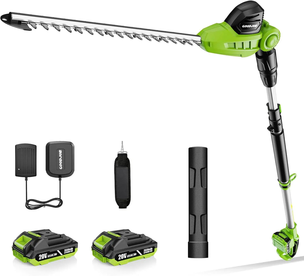 20V Cordless Pole Hedge Trimmer with Battery, 18 Inch Dual-Action Blade