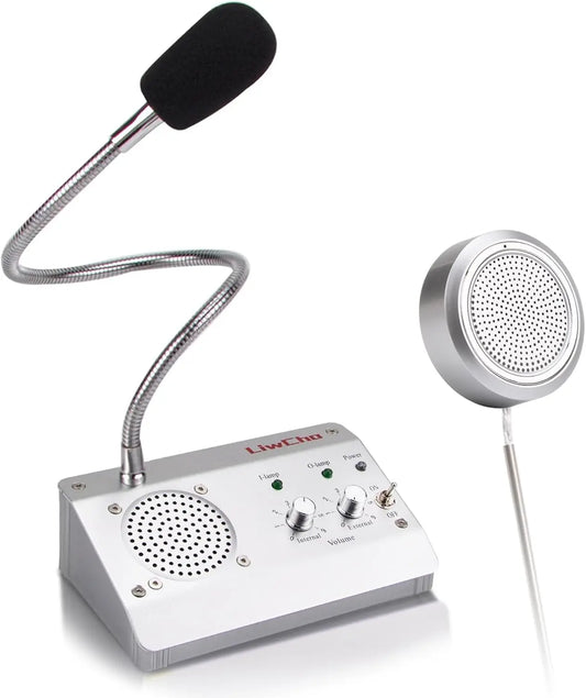 Dual-Way Window Intercom System, High Power Speaker, Microphone Speaker for Teller Window, Two Way Interphone for Bank, Hospital, Business, Office.