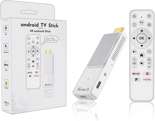 Android TV Stick 14.0, 2025 4K TV Stick 2GB RAM 16GB ROM Ultra HD RK3518 CPU Supports 2.4G/5G Wi-Fi Bluetooth, White X88 PROT1