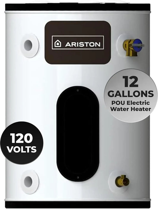 12 Gallon, 120V, Ariston Electric Water Heater, Compact Point of Use Tank for RV, Camper, Small Spaces, Heating Solution for Under Sink, Shower