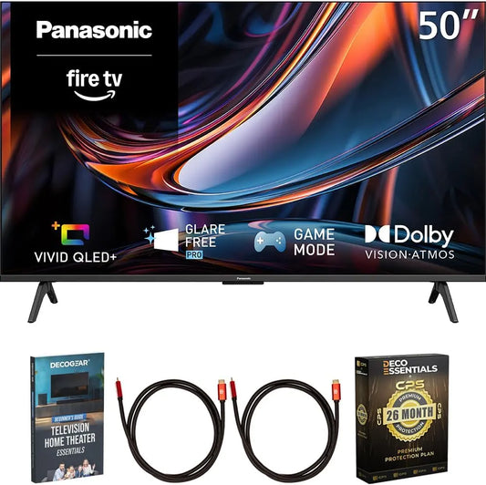 Panasonic 50 Inch W80C 4K UHD QLED+ Fire TV 2026 TV-50W80CPS Bundle, Remote Control, Bluetooth Connectivity
