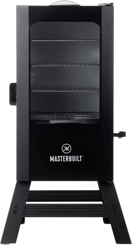 Masterbuilt 30-inch Digital Electric Vertical BBQ Smoker with Leg Kit, Side Wood Chip Loader and 710 Cooking Square Inches in Black, Model MB20070421