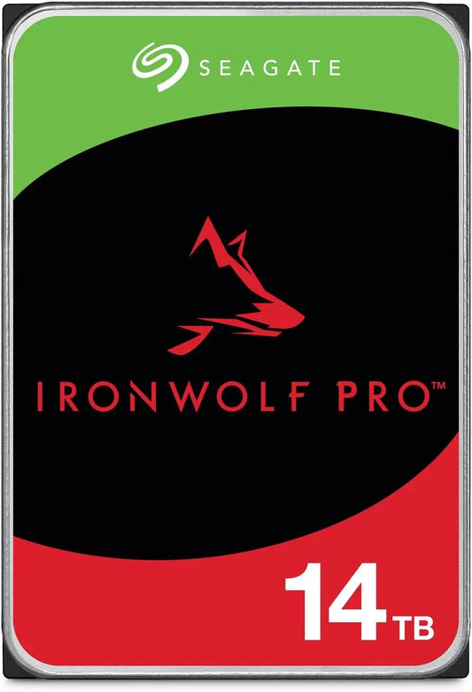 Seagate IronWolf Pro, 14 TB, CMR 3.5 Inch, SATA 6 Gb/s, 7,200 RPM, 256 MB Cache for RAID Network Attached Storage ST14000NT001