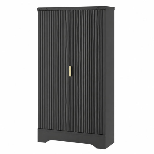 Armoire, réglable, avec rangement, avec étagères, coloris noir, pour la chambre