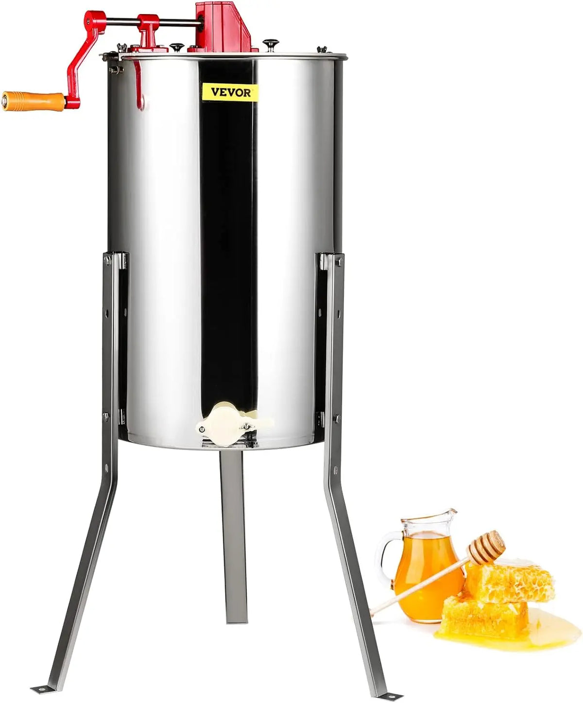VEVOR - 3 Frame Manual Honey Extractor Stainless Steel Beekeeping Extraction