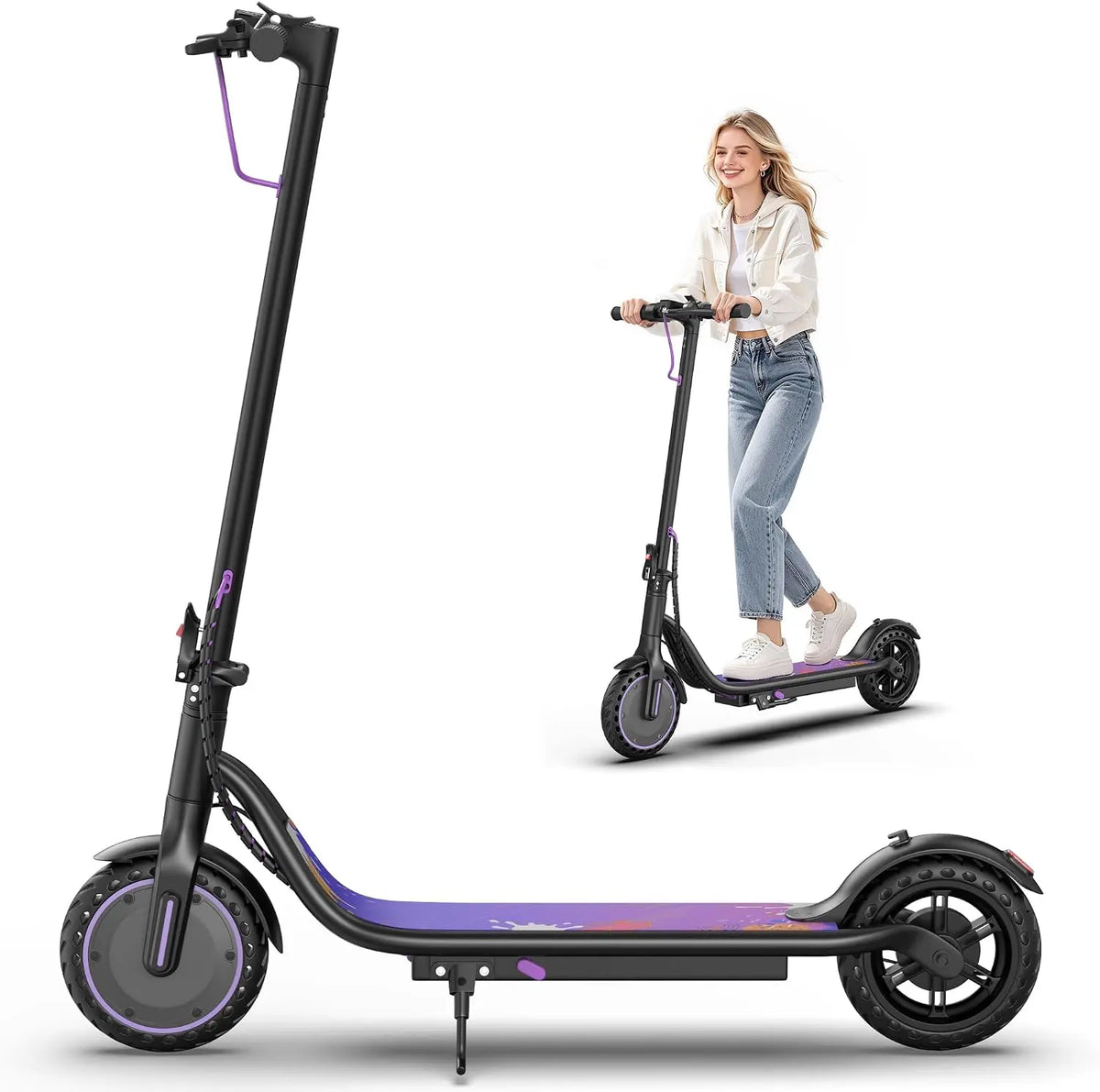 VOLPAM Electric Scooter, 500W/800W/1000W Motor, Long Range 21-28Miles, Brushless Motor