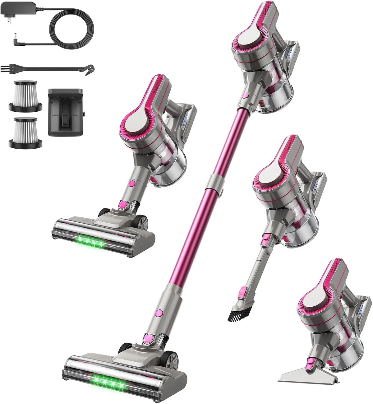 600W/50Kpa Cordless Vacuum Cleaners for Home, 50Mins Stick Vacuum with Self-Standing, Anti-Tangl, LED Lighting, HEPA Filtration