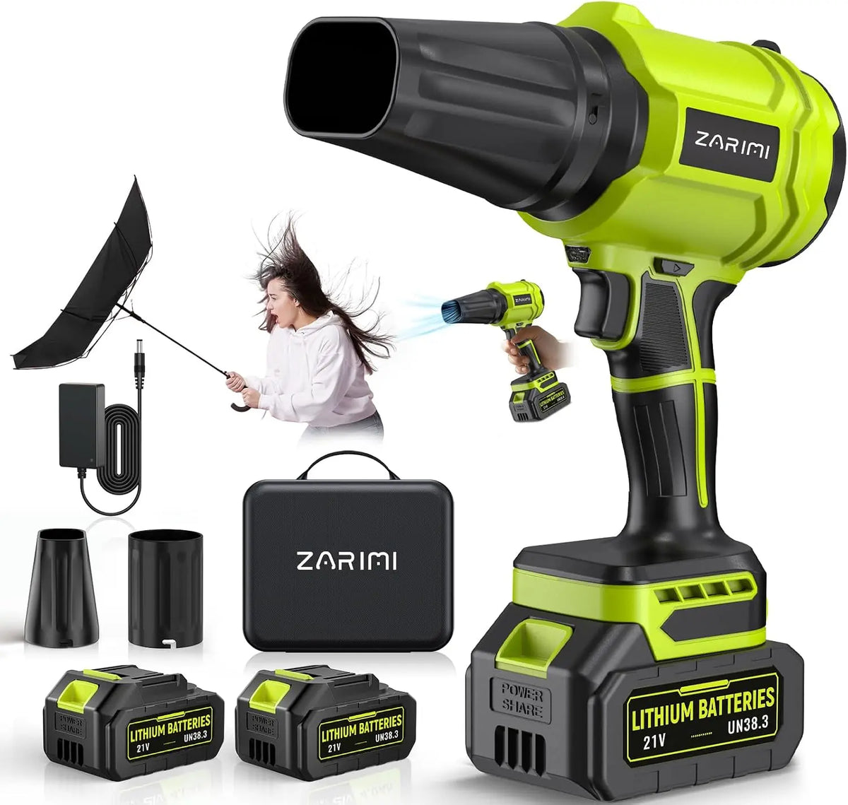 YUQUESEN Cordless Leaf Blower, 980,000 RPM Handheld Leaf Blower with 2 Batteries & Charger, Lightweight Leaf Blowers for Patio, Lawn, Leaves, Dust