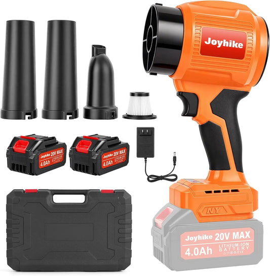 Cordless Leaf Blower, 1200g Thrust, 36000RPM Brushless, 2 Batteries, Orange, Brushless Motor