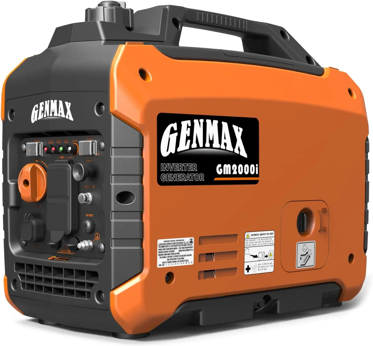 GENMAX Portable Generator, 2000W Low-Noise Gas Engine, EPA Compliant, Eco Mode Function, Ultra Light, Suitable for Backup Home and Camping GM2000i