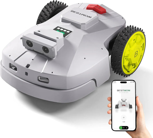 Robot Lawn Mower, 1.5 Acre Ultra Quiet Self Charging Robot Mower, Up to 4 Inch Cutting Height, Robotic Lawn Mowers with RTK+4 Eye Vision, APP Control