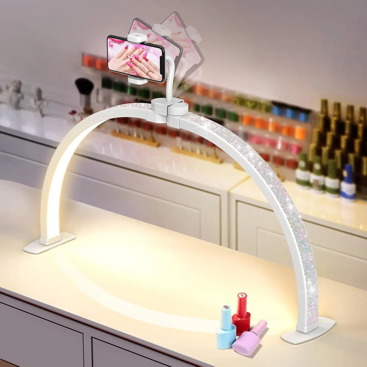 Yokilly Half Moon Light for Nail Desk: 23 Inch Foldable Nail Light for Desk