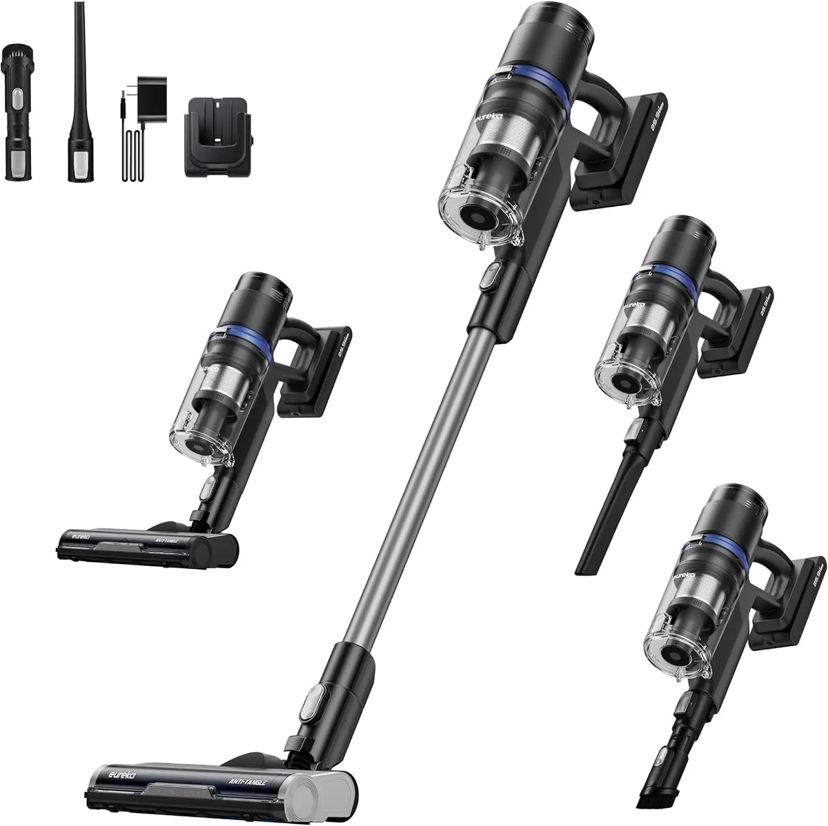 Eureka ReactiSense 350W Anti-Tangle Cordless Stick Vacuum, NEC451BL, HEPA Filtration
