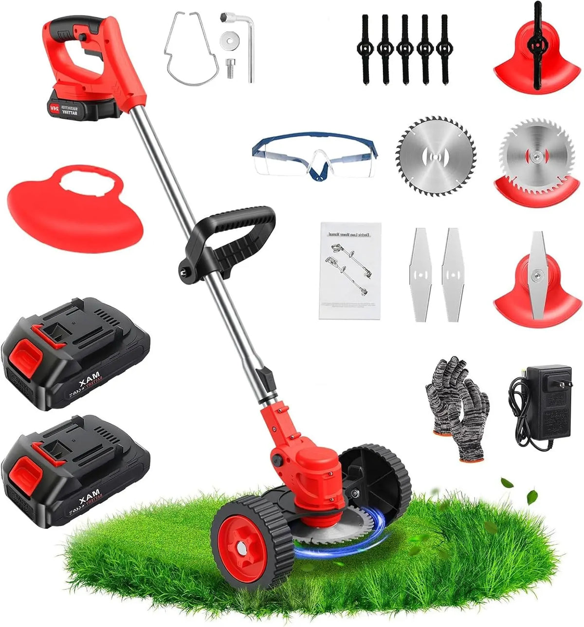 ALSO 21V GO Electric Weed Wacker with Wheels, Grass Trimmer Cordless