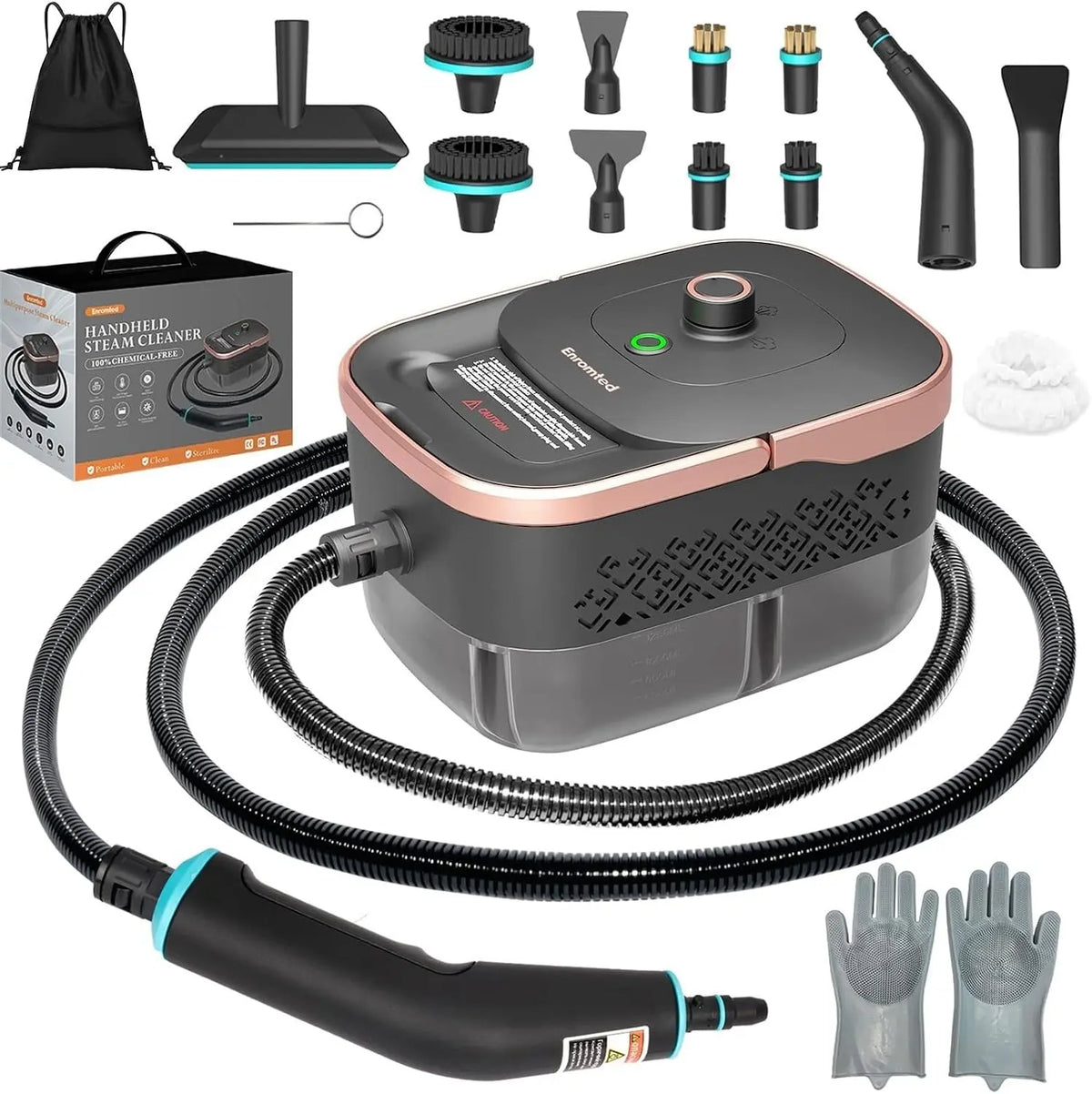 Steam Cleaner, Portable Steamer for Cleaning with 16pcs Accessories, 15s Heat-Up, Handheld Steam Cleaner for Home, Bathroom Mildew, Bed Bugs, Floor