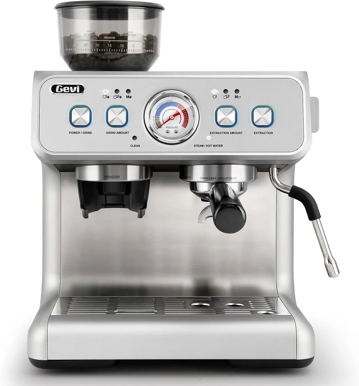 Gevi Dual Boiler Espresso Machine, with Built‑In Burr Grinder