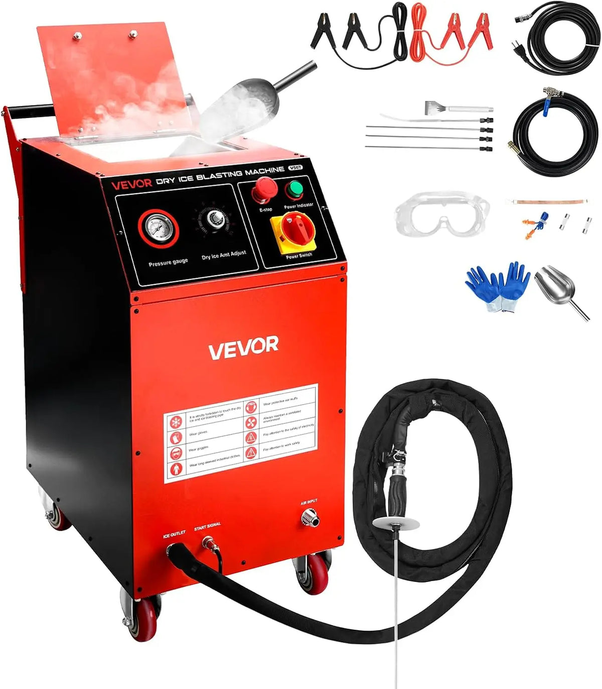VEVOR Dry Ice Blasting Machine, 16.5LBS 7.5KG Capacity Dry Ice Cleaning Machine with 4 Nozzles, Adjustable Pressure & Dry Ice Amount, 120V