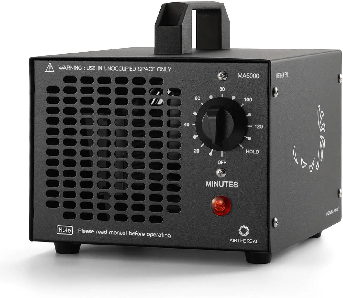 Airthereal MA5000 Ozone Generator, High Capacity, 2000 Sq Ft, Black, Timer