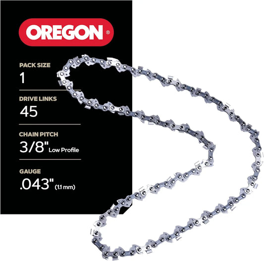 Oregon Chainsaw Chain for 12 Inch Bar, 3/8 Inch LP, .043 Inch Gauge, 45 Drive Links
