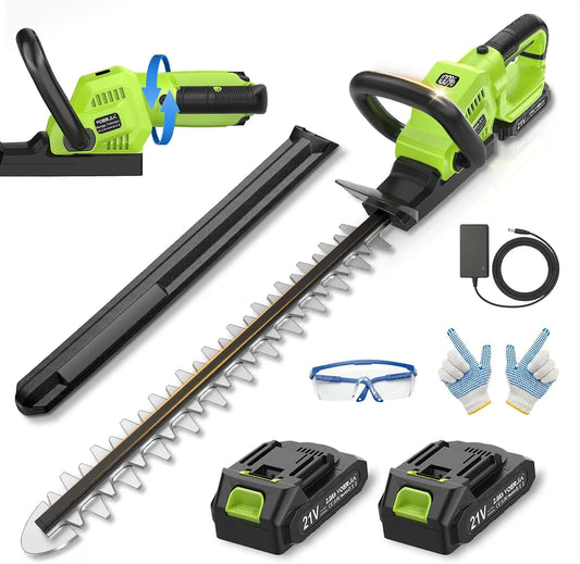 Hedge 20-Inch Trimmer Cordless, for Bushes, 2 Batteries, Lightweight Design