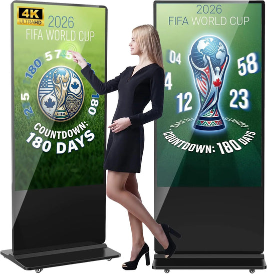 65 Inch Indoor Digital Signage 4K Touchscreen, CMS Software, Android OS Black, Remote Control