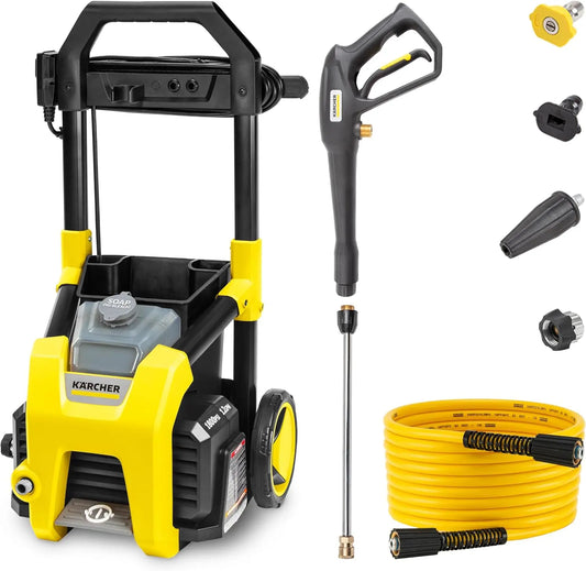 Kärcher 1.2 GPM Electric Pressure Washer K1800PS, CETA Certified, 3 Spray Nozzles, Detergent Tank, for Cars, Driveways, Siding, Patios