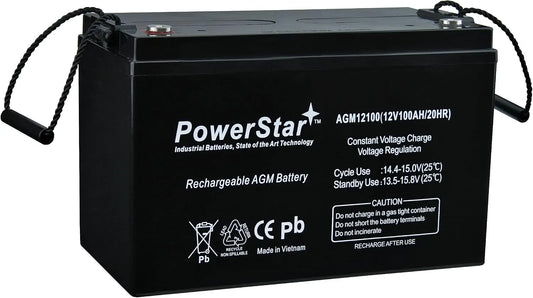 PowerStar 100AH 12V Deep Cycle AGM SLA VRLA Battery for Solar Wind RV in Series 24V 48V