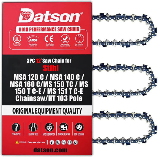 3PC 12 Inch Chainsaw Chain for STIHL MSA 120 C/MSA 140 C/MSA 160 C/MS 150 TC/MS 150 T C-E/MS 151 T C-E/HT 103