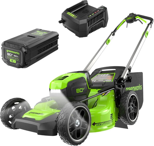 Greenworks 80V 21in Self-Propelled Lawn Mower, 8.0 Ah Battery and Charger, Brushless Motor
