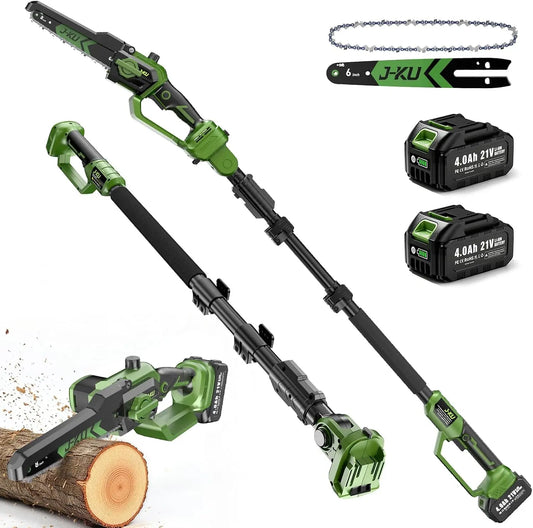 Cordless Pole Saw for Tree Trimming, 2-in-1 Mini Chainsaw, 2x4.0Ah Battery, Brushless Motor