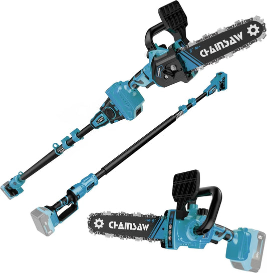 2-in-1 Brushless Cordless Pole Saw, 8 Inch Electric Pole Chainsaw for Makita 18V Battery Not Included 14.8 FT Max Extension, Wood Cutting